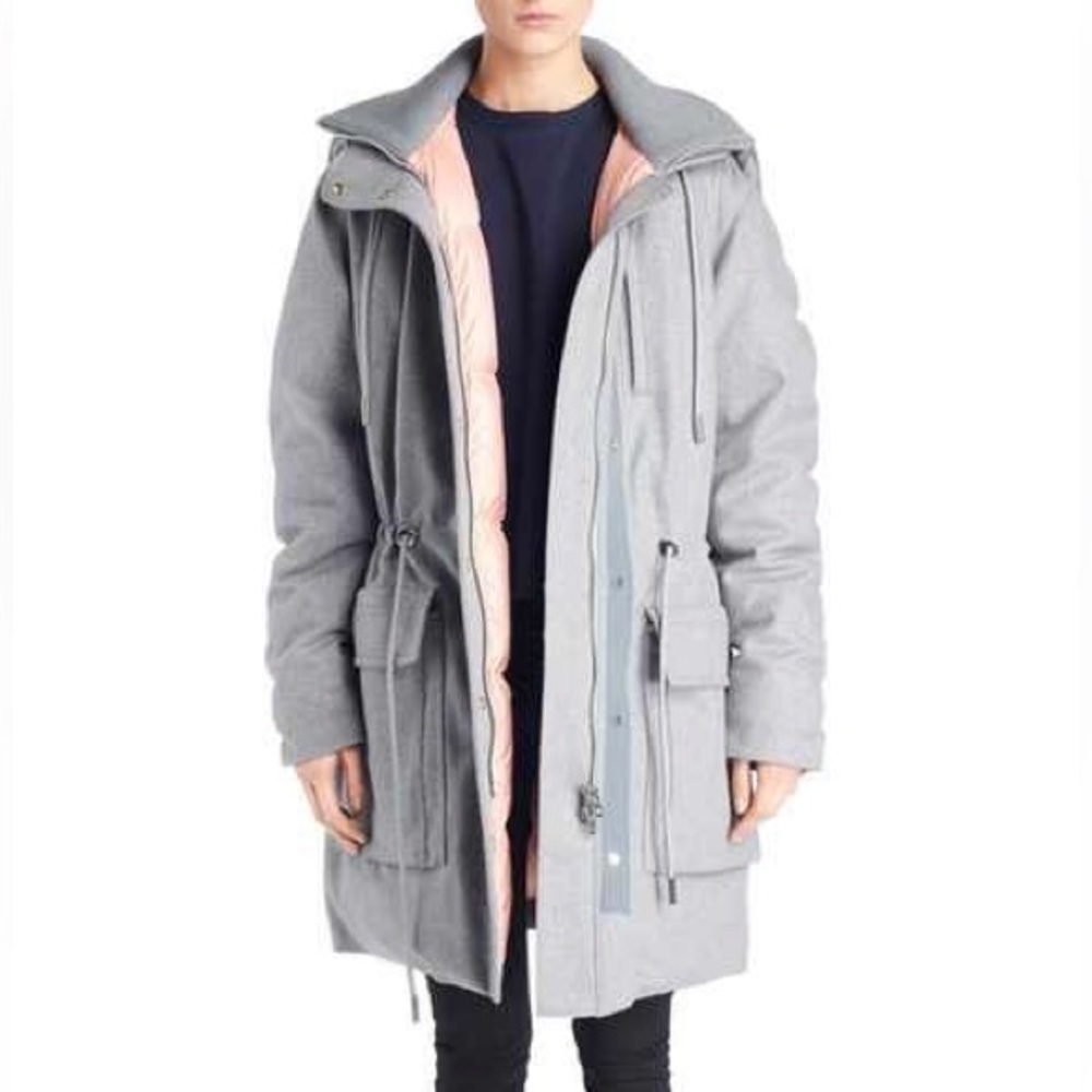 Acne Studio Asa Tech Down Hooded Puffer Coat - Gray